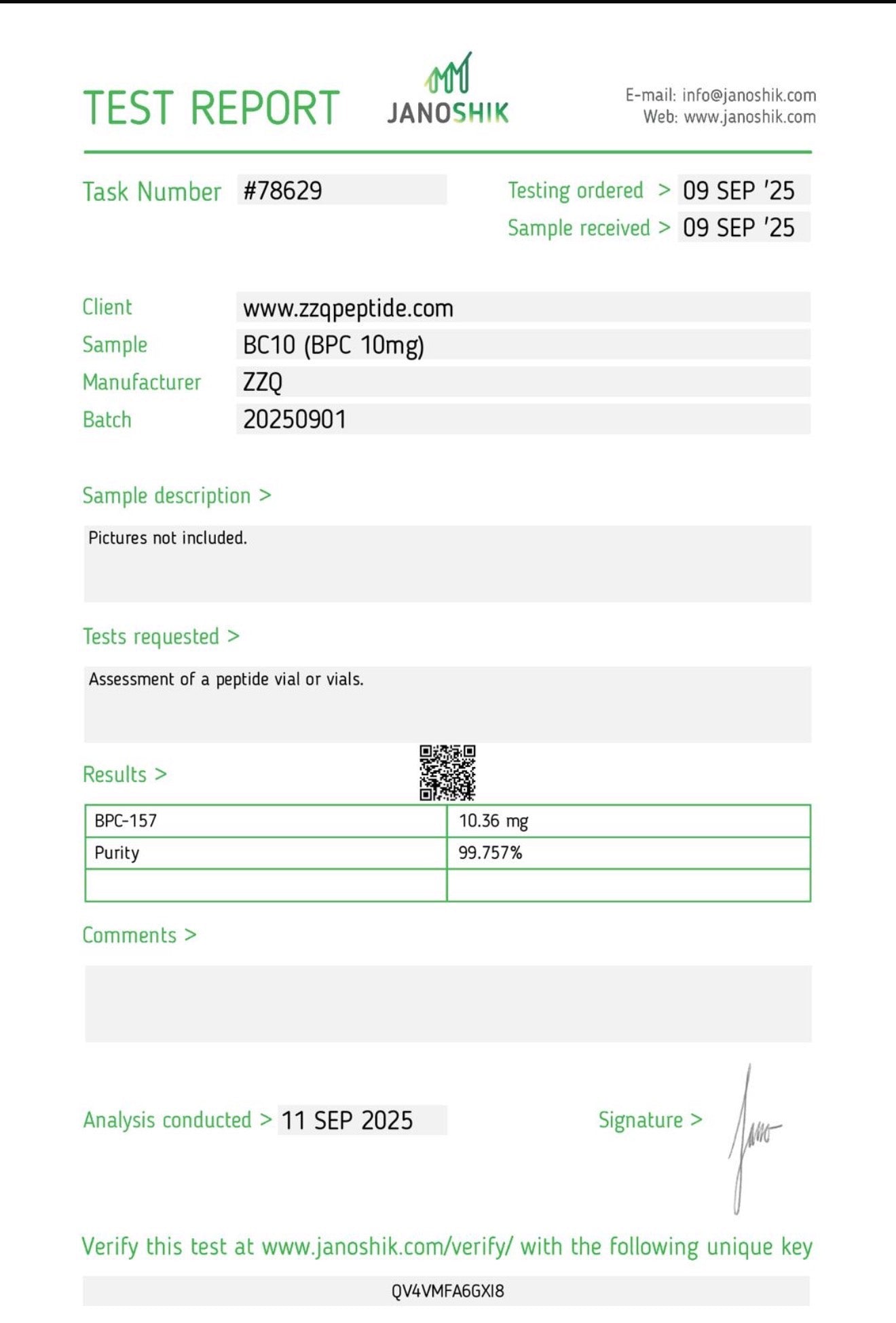 Certificate of Analysis